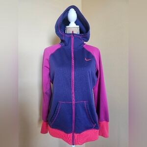 Nike Thermafit Colorblock Zip Hoodie Women Large Pink Purple